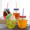 JANYUN 40 Pieces Reusable Straws BPA-Free 9" Colorful Printing Hard Platic Stripe Drinking Straw for Mason Jar Tumbler Family or Party Use Cleaning Brush Included Random Style (Casual Style)