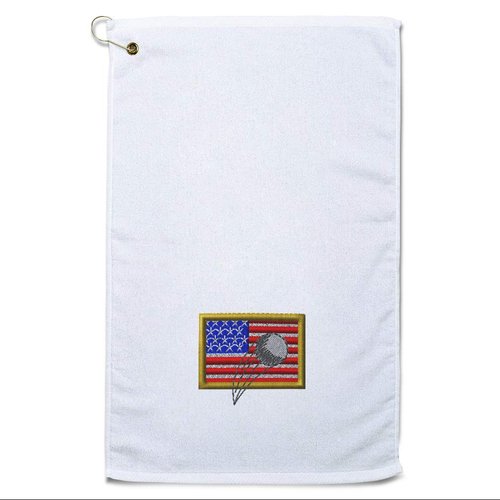 Style In Print Golf Towel USA Flag and Golf Ball Cotton Bag Accessories White