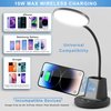Sailstar Desk Lamp, Desk Lamps for Home Office with Wireless Charger & Pen Holder, 800 Lumens Gooseneck 3 Modes Dimmable Touch Circular LED Desk Light, Small Desk Lamp for College Dorm Room, Black