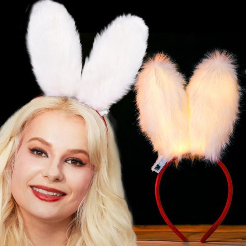 Uranian Bunny Ears Headbands Rabbit Ears Headband Light Up Bunny Ears Hair Band LED Anime Birthday Cosplay Party Costume Hair Accessories for Women
