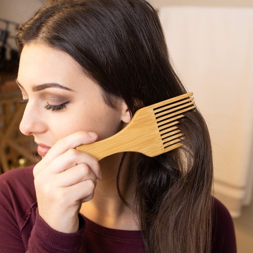 GranNaturals Wooden Comb & Hair Pick - Natural Wood Volumizing & Styling Tool for Thick, Coarse, Curly Hair - Non-Static Comb for Afro & Beard - Long Tooth Detangling Accessories for Men & Women