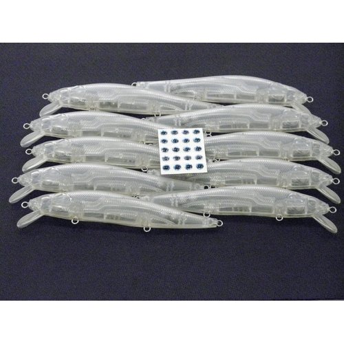 wLure 10 Blank Unpainted Minnow Crankbait Topwater Lipless Jerkbait Fishing Lures (UPM589P10)