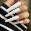 AddFavor XXL Extra Long Press on Nails Coffin Matte Fake Nails Full Cover Acrylic False Nails 12 Sizes 120pcs White Nail Tips for Women Fingernails Manicure Design