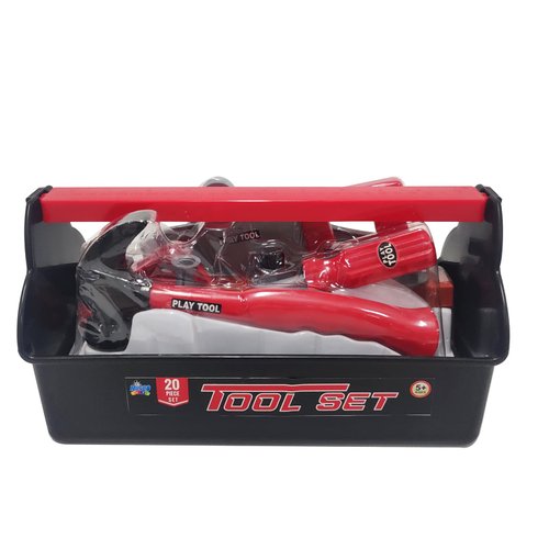 Misco Toys Construction 20 Piece Toy Tool Box Sets for Kids, Toddler Tool Box, Toy Hammer, Driver, and Wrench - Pretend Play Toy Tool kit for Kids Ages 3 4 5 6 7, Includes All 20 Pcs!
