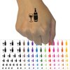 Fancy Wine Bottle and Glass Temporary Tattoo Water Resistant Fake Body Art Set Collection - Black (One Sheet)