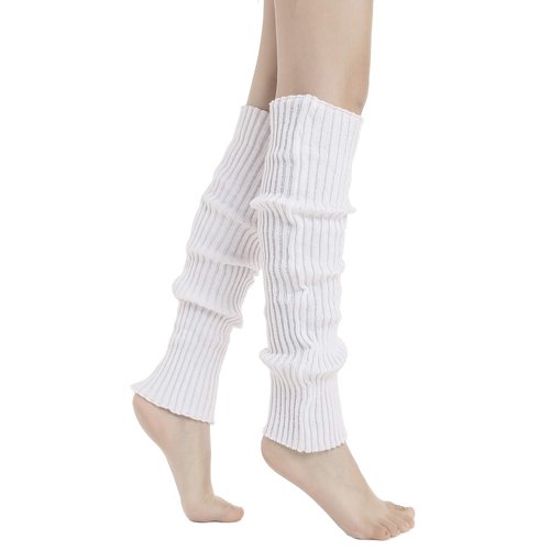 Sarfel Leg Warmers for Women 80s Ribbed Knit Leg Warmer Custume Womens Leg Warmers Sports Party Accessories White
