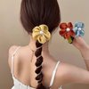 4 Pcs spiral Telephone Wire Hair Bands Braided Colorful Flower Shape Phone Spiral Hair Ties Ponytail No Crease Coils Thick Thin Hair Ponytail for Women Girls Daily Headdress