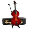 Dselvgvu Wooden Miniature Double Bass with Stand,Bow and Case Mini Contrabass Replica Mini Musical Instrument Collectible Miniature Dollhouse Model Home Decoration (5.71"x2.17"x1.38")