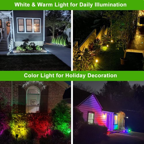 LANSOW Solar Spot Lights Outdoor Color Changing, [7 Modes/4 Pack] Christmas Solar Landscape Spotlights, Solar Lights Outdoor Waterproof, Solar Powered Flood Lights for Outside Yard Garden Pathway