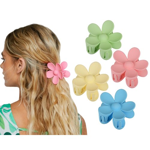 DS. DISTINCTIVE STYLE Flower Claw Clip Set of 4 Hair Clips for Thick Hair Matte Color Medium Claw...