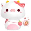 Caaaat Scented Stuffed Plush Toy, Cute Strawberry Cow Stuffed Animal with 2 Sweet Strawberry Scented Microbeads, Squishy Plushies Hugging Plush Decor Pillow for Boys & Girls