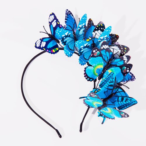 ASHONE Women Butterfly Headband Fascinator Hat Monarch Festival Crown Fashion Party Favor Christmas Halloween (Blue)