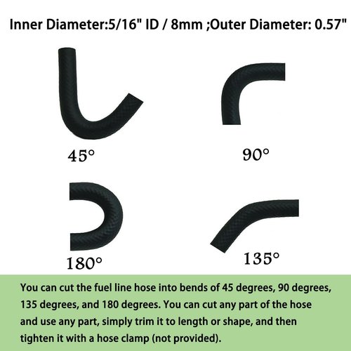 RMI-33005 5/16" Mandrel-Formed Molded Rubber Fuel Line Hose Elbow 45° 90° 135° 180°degree bend