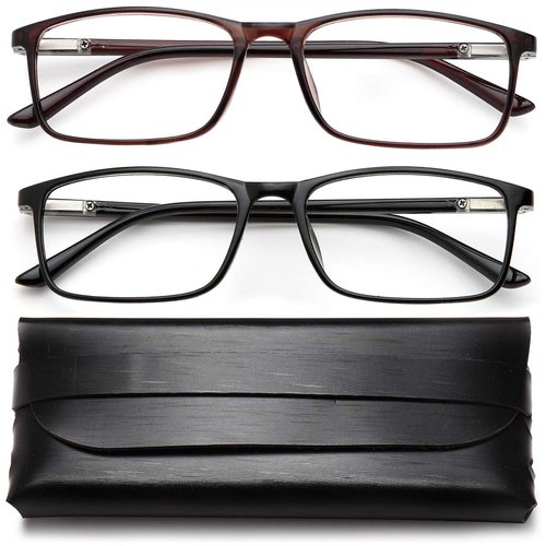 YTDBNS Reading Blue Light Blocking Glasses - 2 Pack Computer Readers Men Women Spring Hinge Black/Brown (black&brown, 1.25)