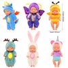 ENOCHT 6 Pcs 4 Inch Mini Small Baby Dolls Toys Set Realistic Baby Dolls Reborn Tiny Babies with Animal Clothes Gifts for Girls Boys Birthday Christmas