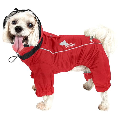DOGHELIOS 'Weather-King' Windproof Waterproof and Insulated Adjustable Full Bodied Pet Dog Jacket Coat w/ Heat Retention Technology, Small, Red