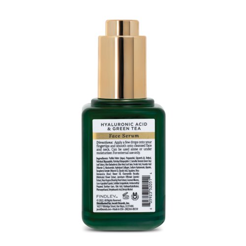 Findley Hyaluronic Acid & Green Tea Intense Hydration Face Serum | Hydrating & Moisturizing | Radiant Complexion (2 Fl Oz)
