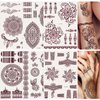6 Sheets Henna Tattoo, Mandala Flower Temporary Tattoo Stickers for Women, Fake Tattoos Henna Stickers, Waterproof Red Ink Body Art Stickers.