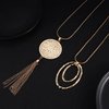 HAIAISO 6Pcs Long Necklaces for Women Tassel Pendant Necklace Circle Knot Bar Feather Leaf Sweater Necklace Statement Necklace for Women
