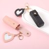 cobee Women's Lipstick Holder Keychain with Mirror, 2Pcs Soft PU Leather Portable Chapstick Holder Lipstick Pouch with Metal Key Ring for Trave Party Gift