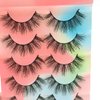 False Eyelashes 15mm Faux Mink Lashes 3D Natural Eye lashes Soft Wispy Curly Lashes Five Pairs (15mm D05)