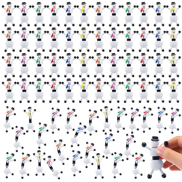 Hanaive 72 Pcs Christmas Sticky Wall Toys Valentine's Day Party Favors Stretchy Elf Climbing Toys Bulk Birthday Party Favors Climbing Sticky Man for Party, Loot or Prize, Stocking Fillers (Snowman)