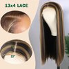 LEOSA Highlighted 13x4 HD Transparent Lace Front Wigs Straight Honey Blonde Pre Plucked Lace Front Wig for Black Women Blonde Highlight Frontal Wig 4H27 Natural Looking Long Haired Wig