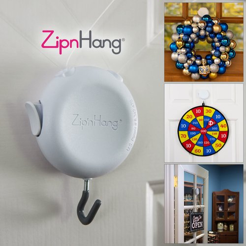 Wreath Hangers for Front Door - Damage Free Hanging - ZIPNHANG: Adjustable Door Hanger. Christmas Wreath & Decor Hanger for Front Door. Hooks for Hangings on Glass Doors, Screen Doors & Any Door.