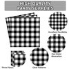 96 Pcs Black and White Gingham Party Supplies 350 GSM Disposable Black and White Buffalo Checked Paper Plates and Napkins Tableware Set for BBQ Picnic Race Car Birthday Party Decorations Serves 24