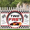 Avezano Two Fast Birthday Banner Red Race Car 2nd Birthday Party Decorations Background Two Fast Birthday Backdrop for Boys Children Second Birthday 70.8 x 43.3 Inch