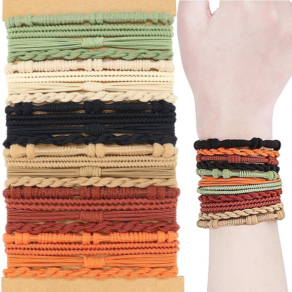 SWIHAITI Boho Hair Ties Bracelets for Women 24 Pieces Hair Tie Bracelet 4 Styles Dual-Use Bracelet and Hair Tie, Soft Stylish No Damage Hair Accessories