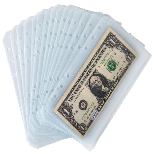 UMSICHT 15pcs A6 Binder Pockets with No Zippers, Zipless Budget Envelopes for Cash System, A6 Binder Pouch for 6 Ring Binder, Money Folder Organizer for Cash.
