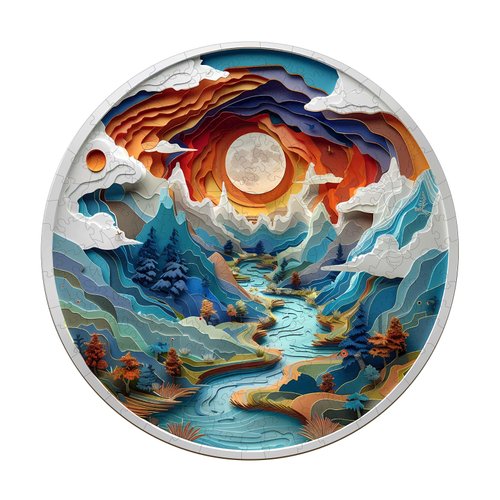 Wooden Puzzles for Adults, Wooden Cave Puzzles, Flat Puzzles with 3D Visual Effect When Completed, Christmas Birthday Gifts for Puzzle Lover, Wood Adult Puzzles (L-13.4 * 13.4in 300pcs)