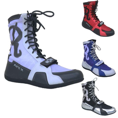 Ringside Apex Elite Boxing Shoes, High Ankle Shoes for Men and Women, Shoes with Micro-Mesh Body and Synthetic Leather Accents, Ideal for Boxing, Wrestling, and More, Blue/White, Size 11