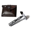 CS-205 Classic Samurai Travel Double Edge Safety Razor Chrome Plated with Free Leather Case