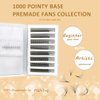 FQNing Premade Fans Pointy Base 1000 Fans Premade Lash Extensions Fans 8D 0.07D Curl Handmade Soft Natural Premade Fans Eyelash Extensions 9-16mm Mix Middle Stem