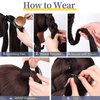 32 Inch Long Straight Wrap Around Ponytail Hair Extensions DIY Braid Ponytail with Elastic Tie Sleek Wrap Around Braid Hair Extensions Natural Soft Synthetic Hairpieces For Women Daily Wear (2PC,