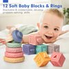 Jyusmile Baby Sensory Teething Toys Set, Montessori Baby Toys 6-12 Months, Incl Newborn Rattle Teether & Baby Blocks & Soft Stacking Rings, Ideal Baby Boy Girl Gifts, Infant Toys 0-3-6-9-12-18 Month
