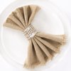 Socomi Handmade Cloth Napkins with Fringe Set of 12 Caramel Cotton Linen Napkins 18"x18" Rustic Dinner Napkins Bulk for Wedding Party Baby Shower