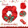 Christmas Hair Scrunchies Red Hair Ties with Bell Bow Design Elastic Hair Tie Ponytail Holder for for Women Girls Toddler Xmas Party Hair Accessories (Red)