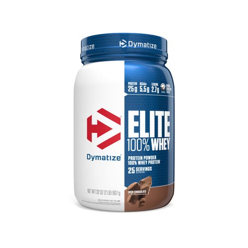 Dymatize Elite 100% Whey Protein Powder, 25g Protein, 5.5g BCAAs & 2.7g L-Leucine, Quick Absorbing & Fast Digesting for Optimal Muscle Recovery, Rich Chocolate, 2 Pound
