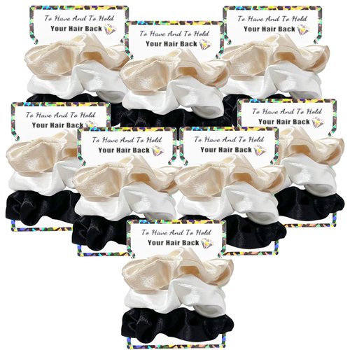Banugo 24Pcs Bridesmaid Gifts, Satin Bridesmaid Scrunchies, Bachelorette Party Favors, Satin Hair...
