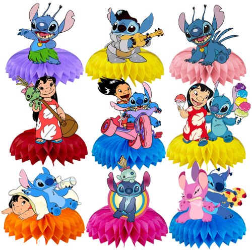 9PCS Cartoon Honeycomb Centerpieces for Party – 3D Table Centerpieces Honeycomb for Party Birthda...