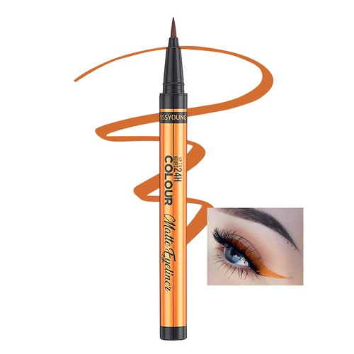 Brown Liquid Eyeliner Pen, Waterproof Color Eyeliner Matte Long-lasting, Smudge-proof Fast-drying, High-pigmented Rainbow Colorful Neon Eye Liner Pencil, Easy to Color, Christmas Gift for Women Girls