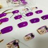 Purple Press on Nails Medium,Coffin Purple Gradient Butterfly Design False Nails,Reusable Fake Nails,Full Cover Stick on Nails,Square Acrylic Glue on Nails for Women,Artificial Nails Supplies 24Pcs