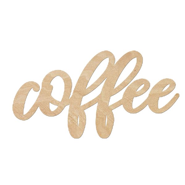 Coffee Wood Words, Wood Cutouts for crafts, Laser Cut Wood Shapes 5mm thick Baltic Birch Wood, Multiple Sizes Available