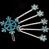 6 Pcs Christmas Snowflake Hair Clips Set Blue Rhinestone Metal Snowflake Hair Pins Winter Decorative Hair Accessories for Women Girls