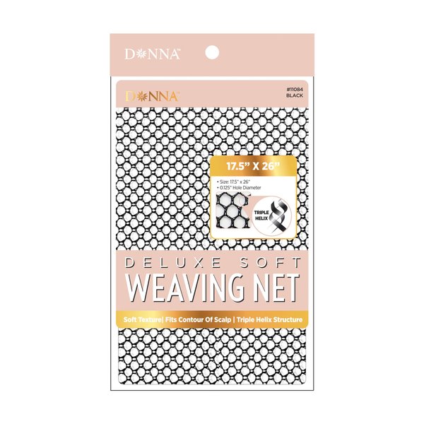 Donna Deluxe Weaving Net 17.5" X 26" Black Weaving Net for Crochet Hairstyles Womens Crochet Cap Womens Weaving Net for Hair Black Wig Cap for Hair, 1PC