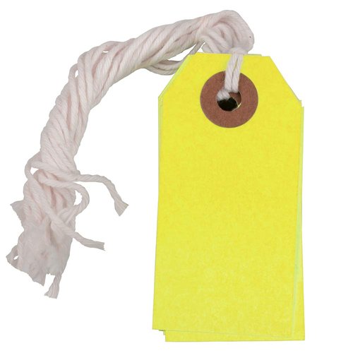 JAM PAPER Gift Tags with String - Tiny - 2 3/4 x 1 3/8 - Neon Yellow - 10/Pack