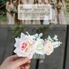 Fangsen Silver Wedding Rose Flower Hair Comb Bridal Floral Hair Headpiece for Brides and Bridesmaids (Pink)
